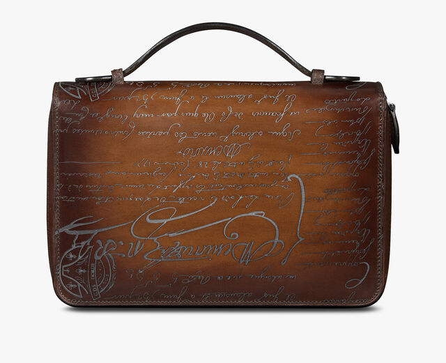 Itauba Wide Scritto Leather Long Zipped Wallet, CACAO INTENSO + SILVER, hi-res 2