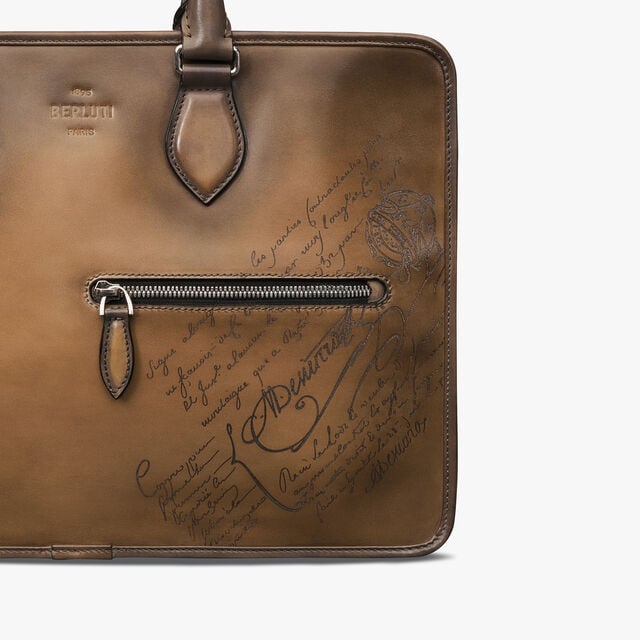 Un Jour Mini Scritto Leather Briefcase, OLIVE, hi-res 5