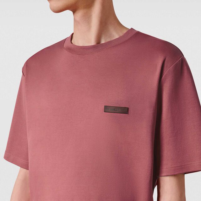 Leather Tab T-shirt, ROSEWOOD, hi-res 3