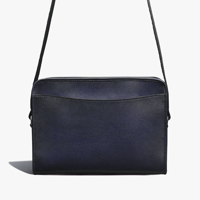 Sac Bandoulière Journalier En Cuir Scritto, INDIGO DENIM, hi-res 3