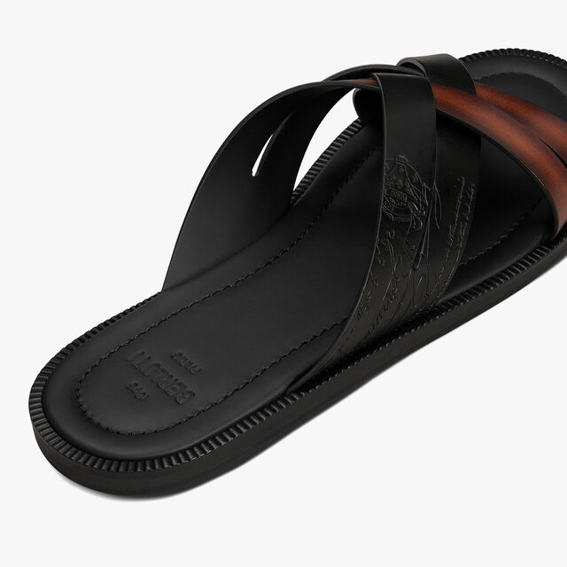 Sifnos Scritto Leather Sandal, CACAO INTENSO, hi-res 5