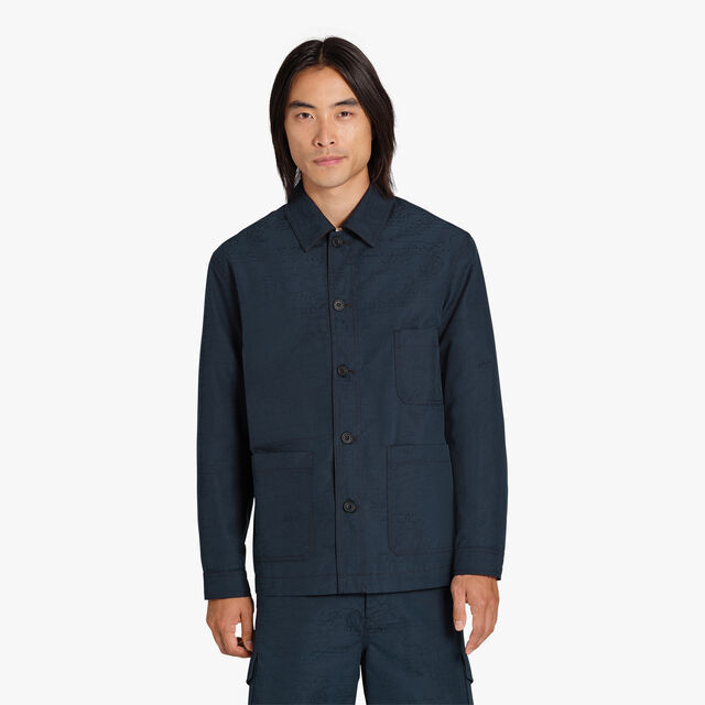 Cotton Scritto Field Jacket, ATLANTIC BLUE, hi-res 3