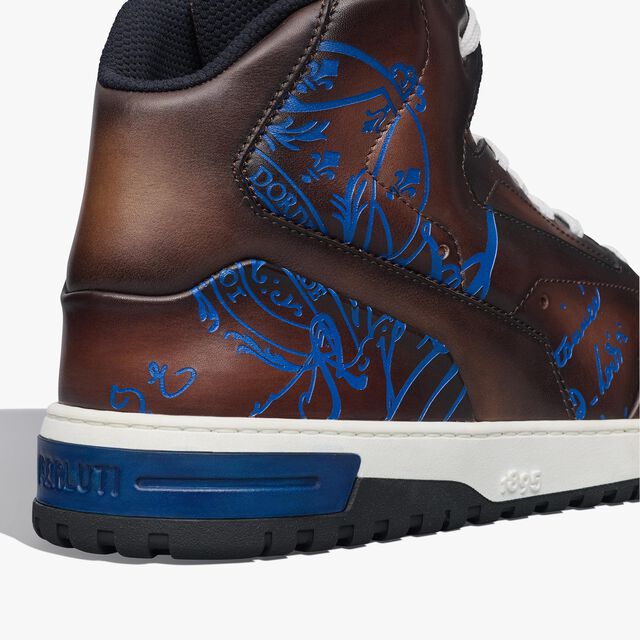 Playoff Scritto Leather Sneaker, MARRONE INTENSO+BLU, hi-res 5