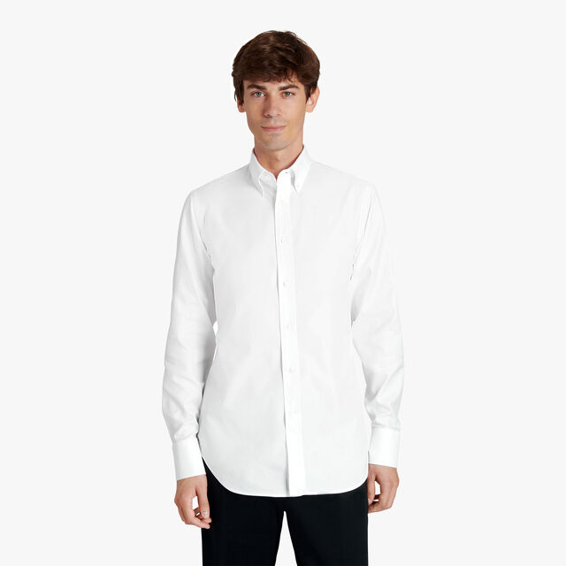 Cotton Scritto Alessandro Buttondown Shirt, BLANC OPTIQUE, hi-res 3