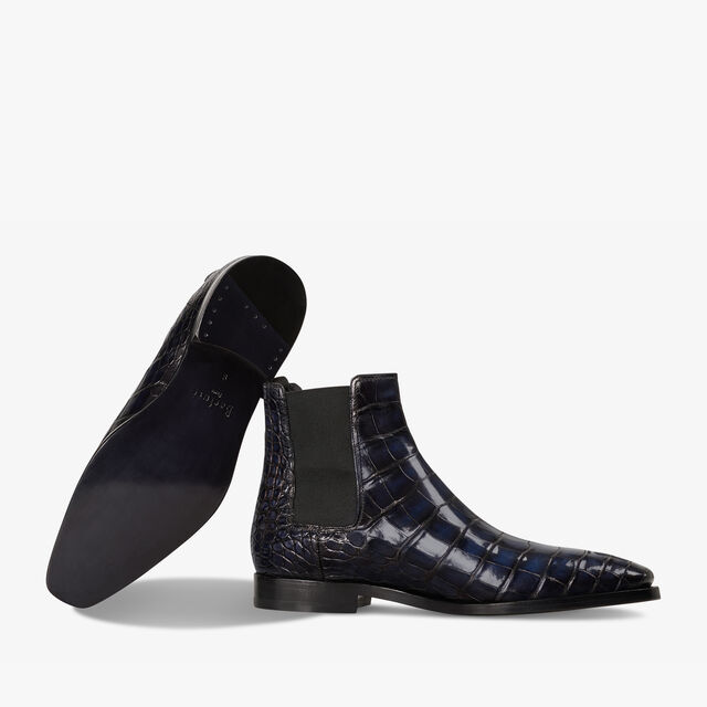 Caractère Éclair Alligator Leather Boot, NERO BLU, hi-res 4