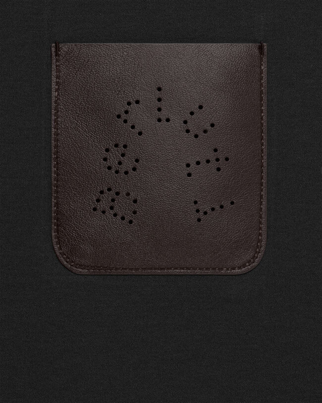 T-shirt with Leather Pocket, Noir, hi-res