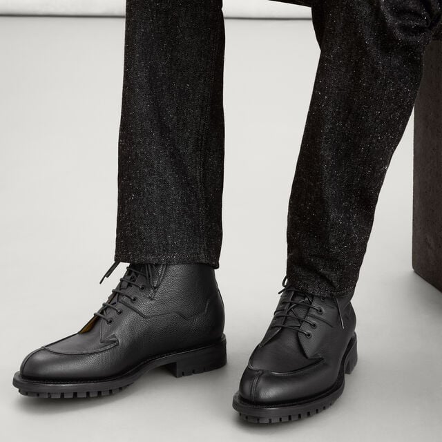 New Oslo粒面小牛皮靴 , BLACK, hi-res 2