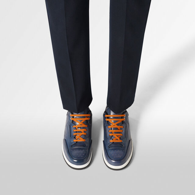 Playoff Scritto Venezia Calf Leather Sneaker, BLU MINERALE, hi-res 2