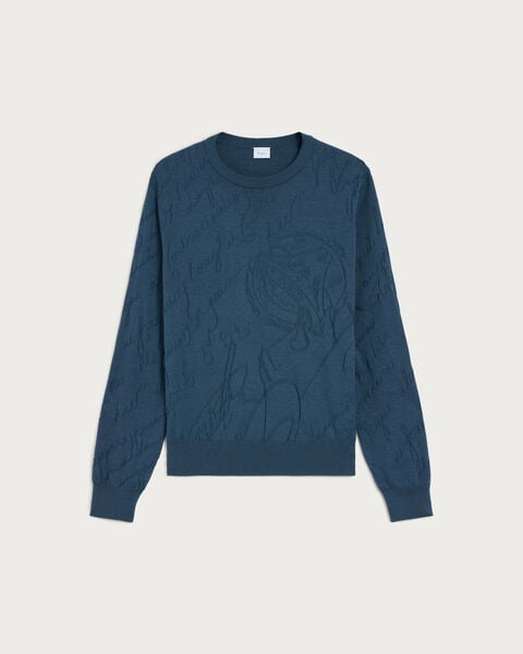 ダイアゴナル スクリットパターン クルーネック, Oceanic Wave, hi-res