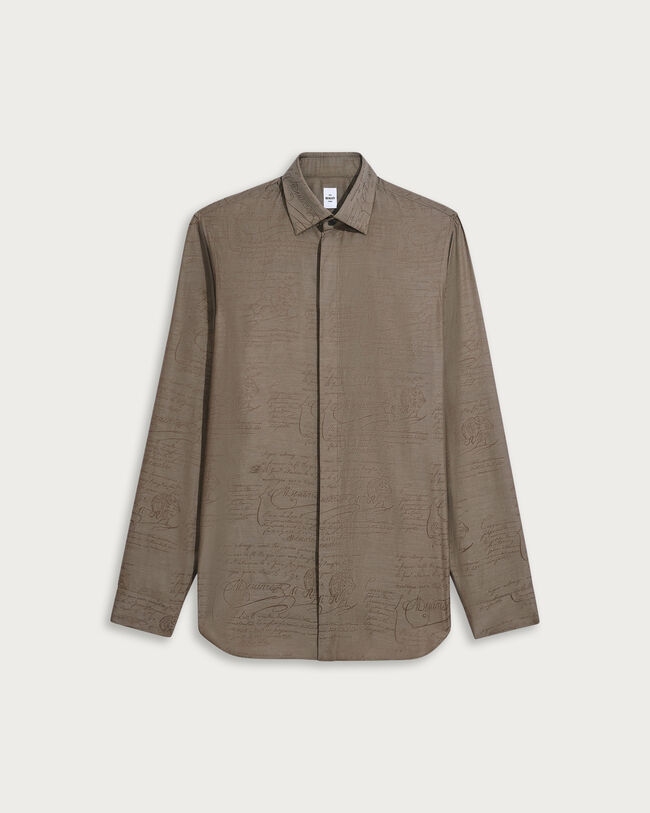 Andy Scritto Pattern Shirt, Sepia, hi-res