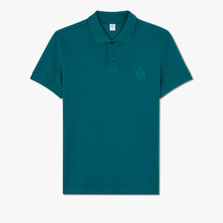 Polo Shirt With Embroidered Crest, ALPINE GREEN, hi-res