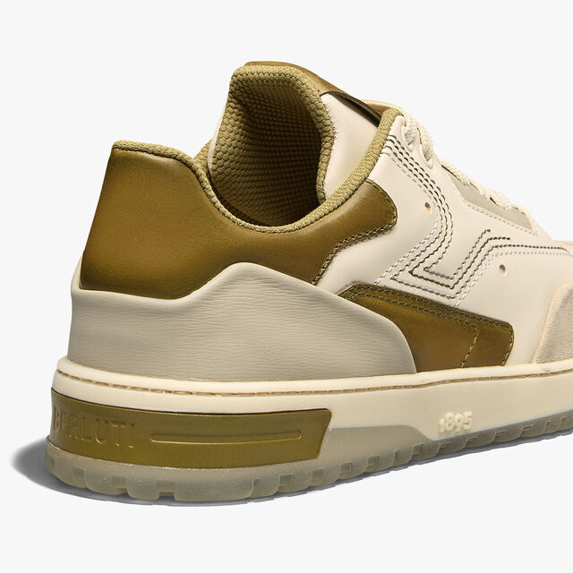 Sneaker Playoff En Cuir Scritto, OFF-WHITE+ACID GREEN, hi-res 5