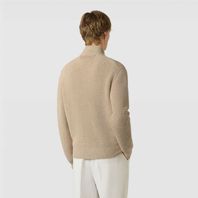 Hemp Zip-Up Cardigan, LIGHT FAWN, hi-res 3