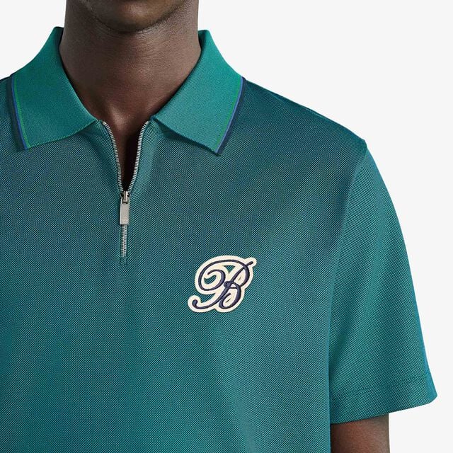 Active Gradient Zipped Polo Pique, LEISURE VALLEY GREEN, hi-res 4