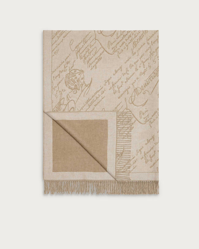 Scritto图纹羊绒毛毯, Ecru & Warm Beige, hi-res