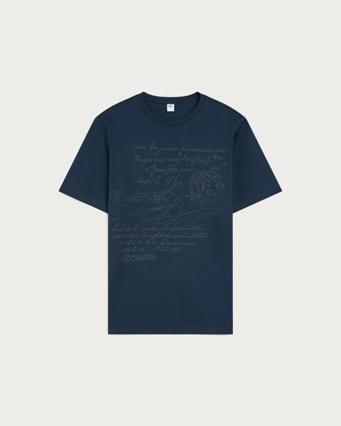 Scritto Embroidery T-shirt, Noir, hi-res