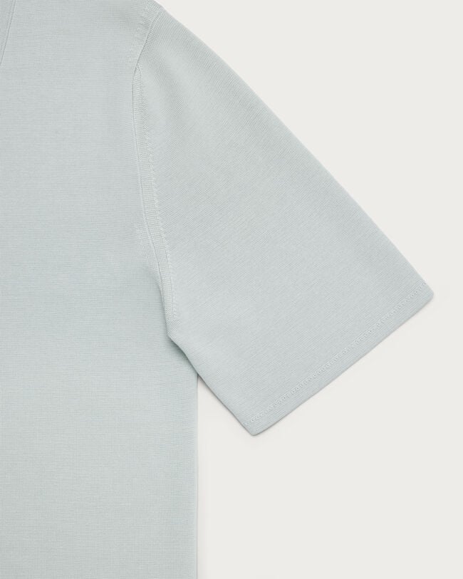Polo avec Tirette de zip en Cuir, Duck Egg, hi-res