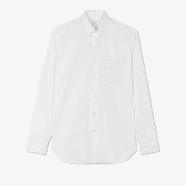 Poplin Shirt With Embroidered Scritto Pocket, BLANC OPTIQUE, hi-res 1