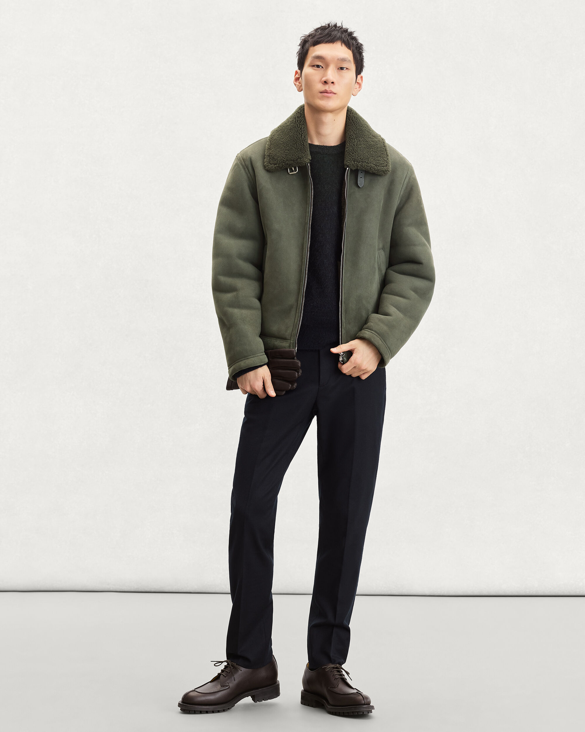 Shearling Blouson, Forest Green, hi-res
