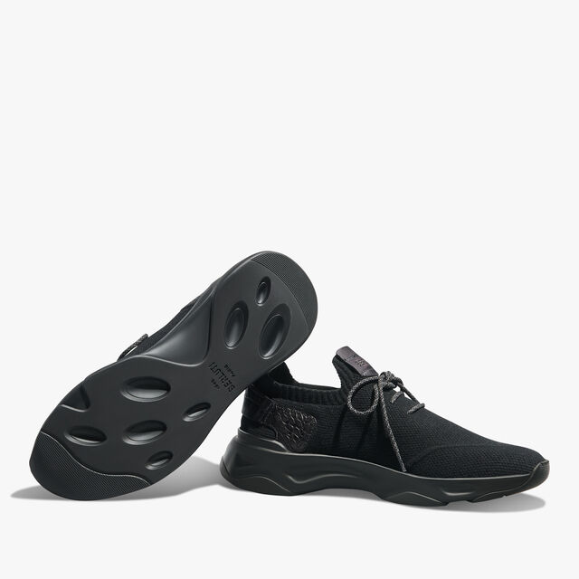 Shadow Cashmere And Alligator Leather Sneaker, BLACK, hi-res 4