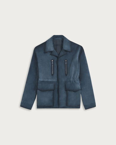 Leather Patina Travel Jacket, Dim Blue, hi-res