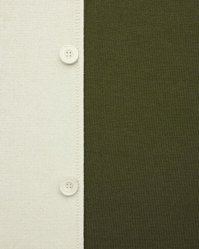 Bicolor Knitted Foresti&egrave;re with Leather Details, Ecru & Kaki, hi-res