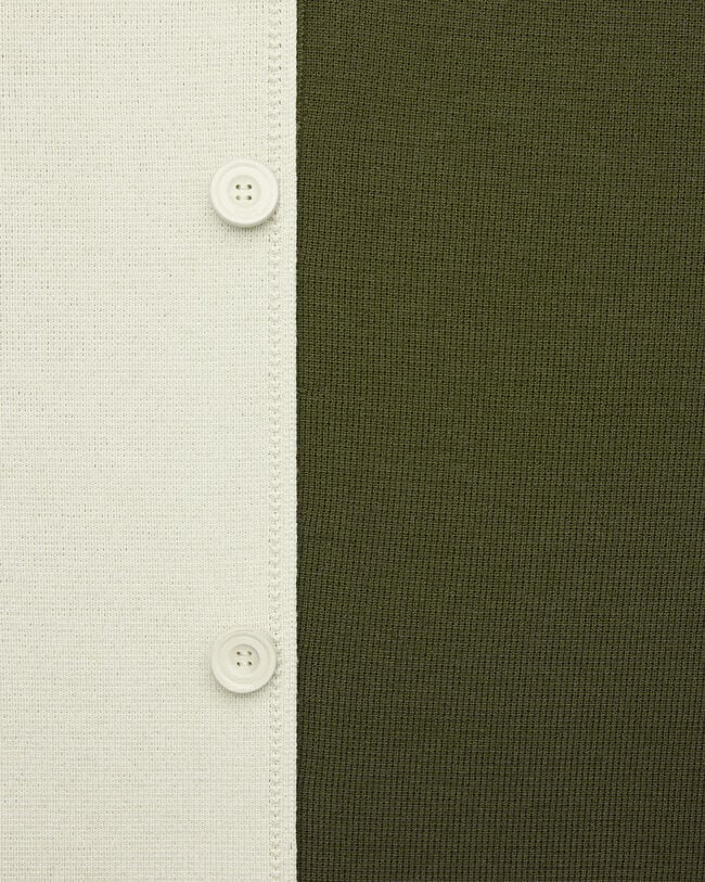 Foresti&egrave;re en Maille Bicolore avec D&eacute;tails en Cuir, Ecru & Kaki, hi-res