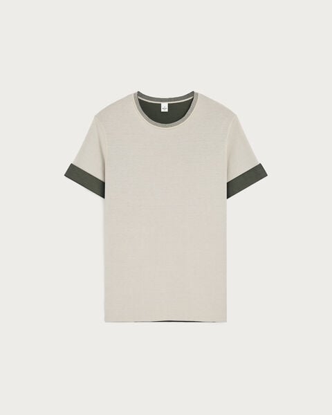 Bicolor Reversible T-Shirt, Ecru & Kaki, hi-res