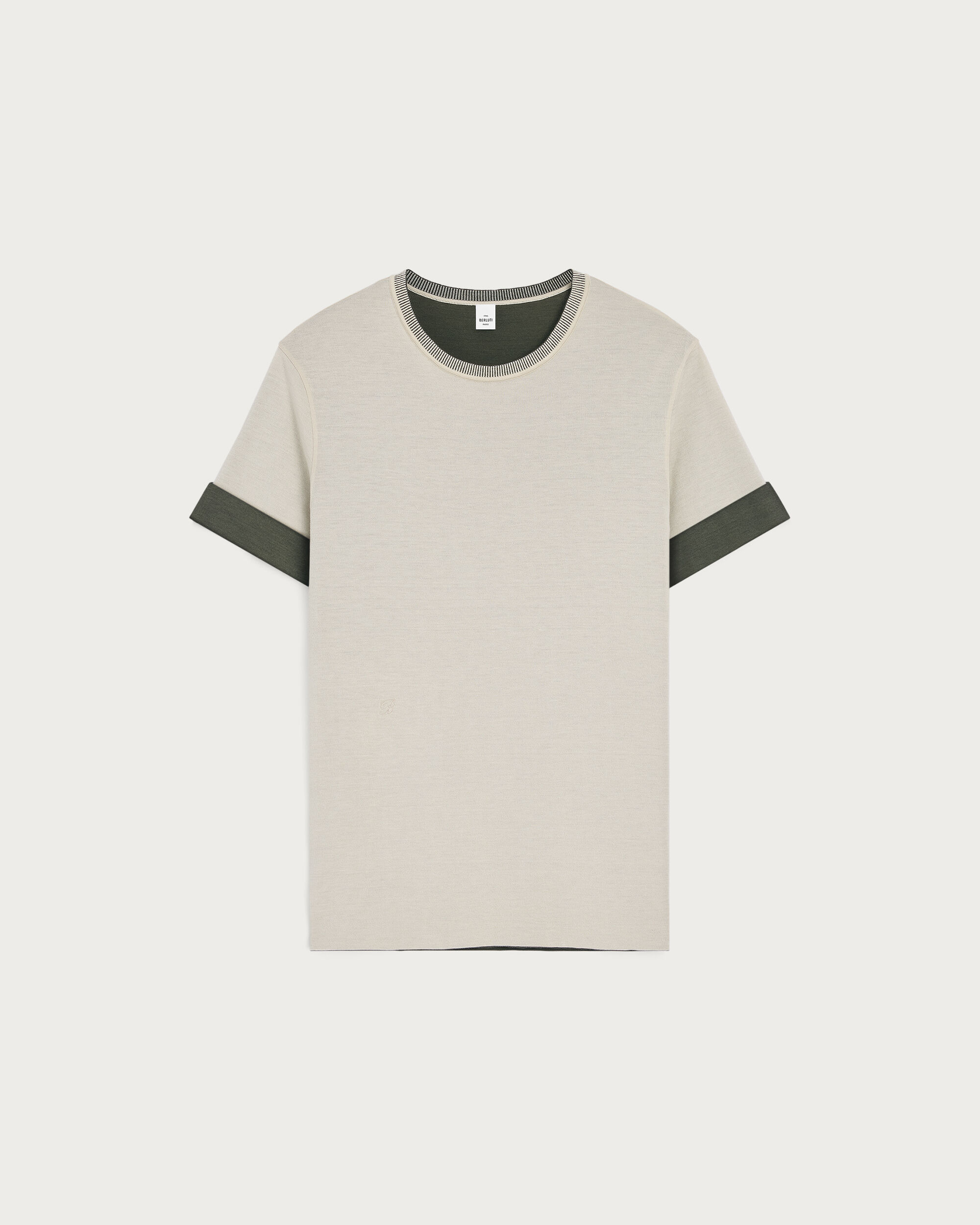 Bicolor Reversible T-Shirt, Ecru & Kaki, hi-res