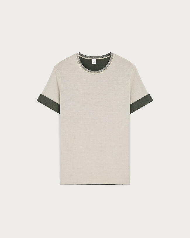 Bicolor Reversible T-Shirt, Ecru & Kaki, hi-res