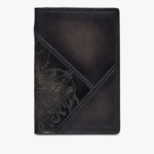 Jagua Patchwork Scritto Leather Card Holder, FLANEL, hi-res 1