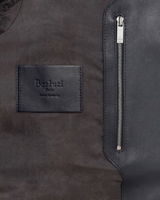 Blouson Un Jour en Cuir Patin&eacute;, Black Shade, hi-res