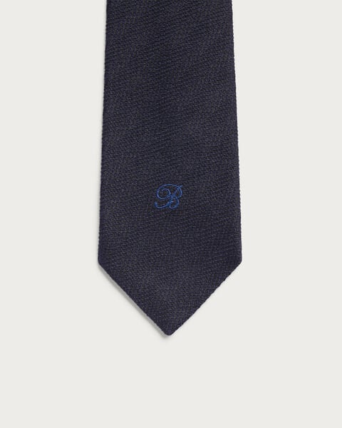B-Thabor Embroidery Herringbone Tie, Cold Night Blue, hi-res