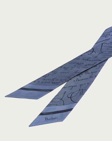 スクリットパターン バッグ スカーフ, Dim Blue, hi-res