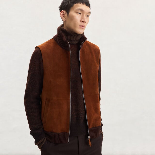 Suede & Cashmere Bodywarmer, CHESTNUT, hi-res 2