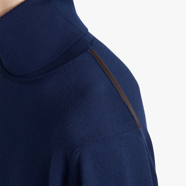 皮革细节羊毛高领衫, WARM BLUE, hi-res 5