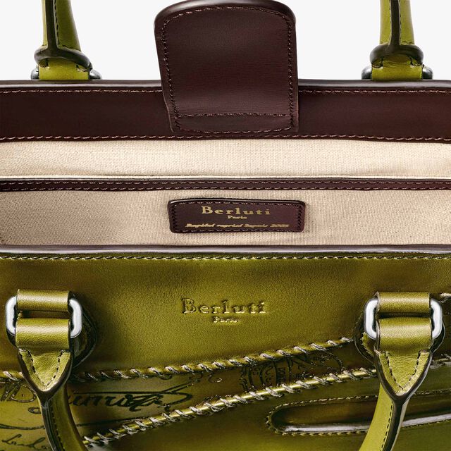 Toujours XS Scritto Leather Tote Bag, ACID GREEN, hi-res 7