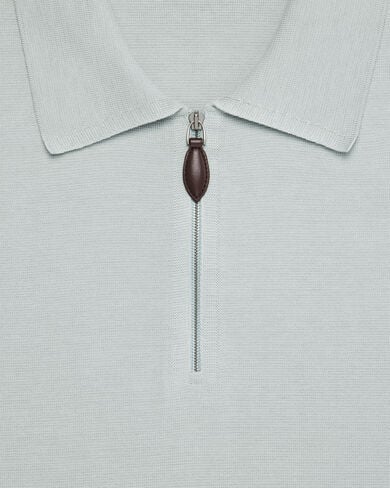 Polo with Leather Zip-puller, Duck Egg, hi-res
