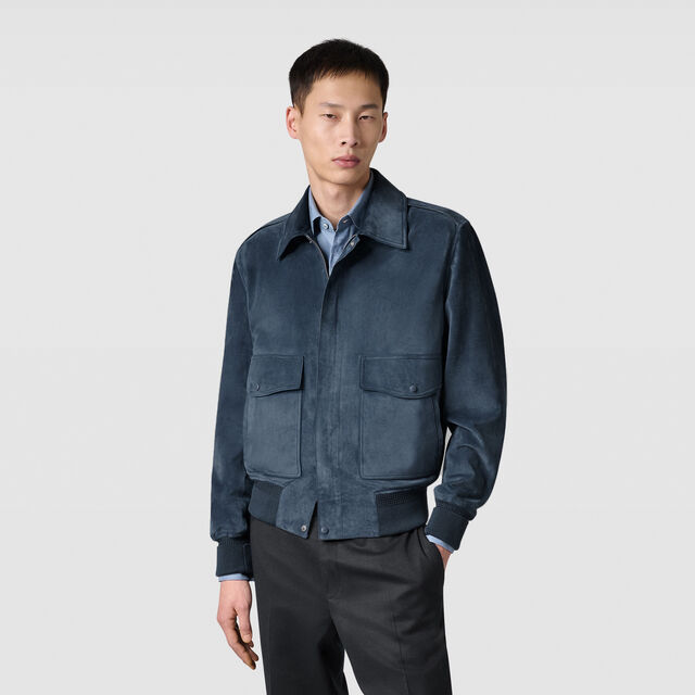 Suede Flight Jacket, DIM BLUE, hi-res 3