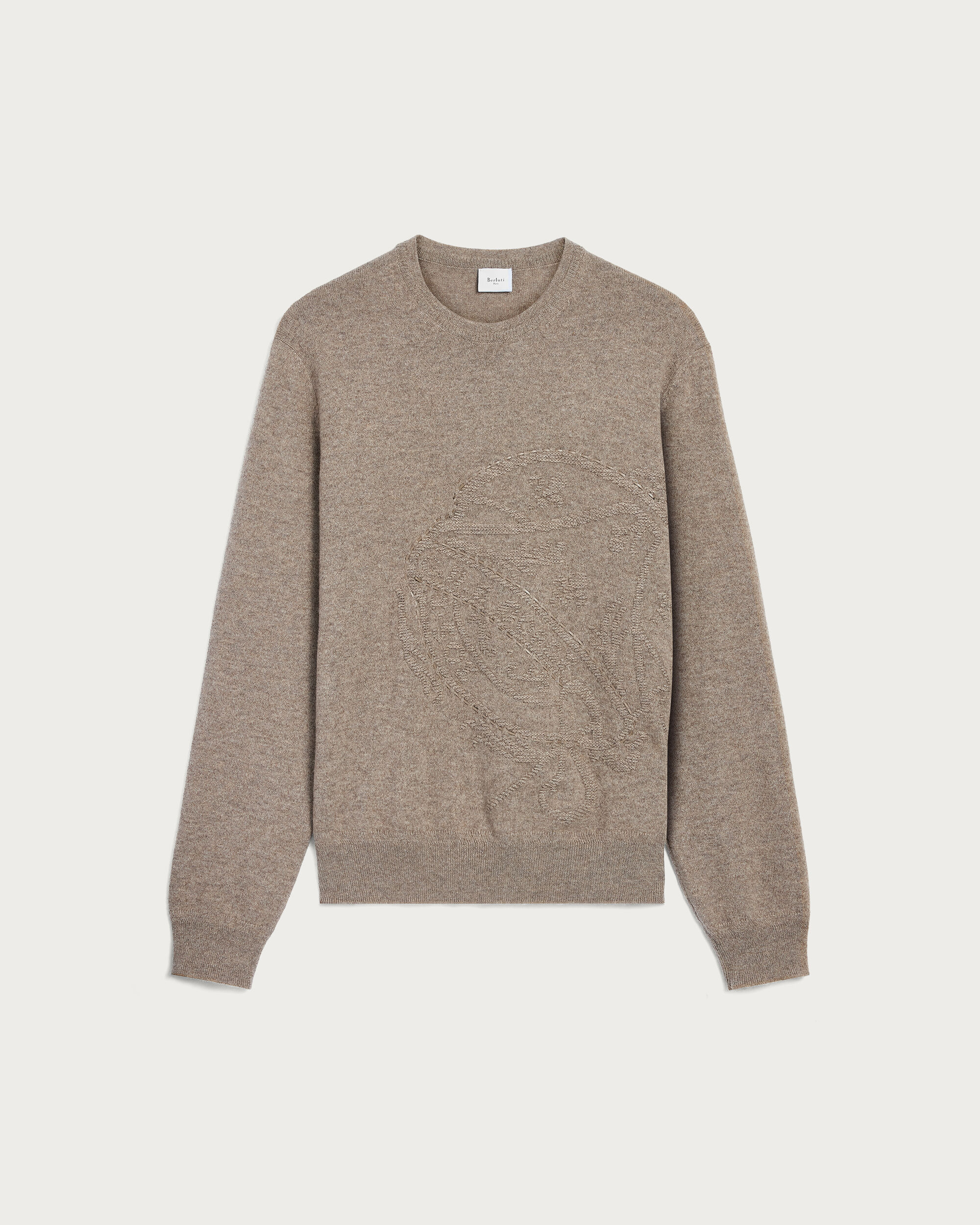 ブレイドレザーディテール クレスト クルーネック, Warm Beige, hi-res