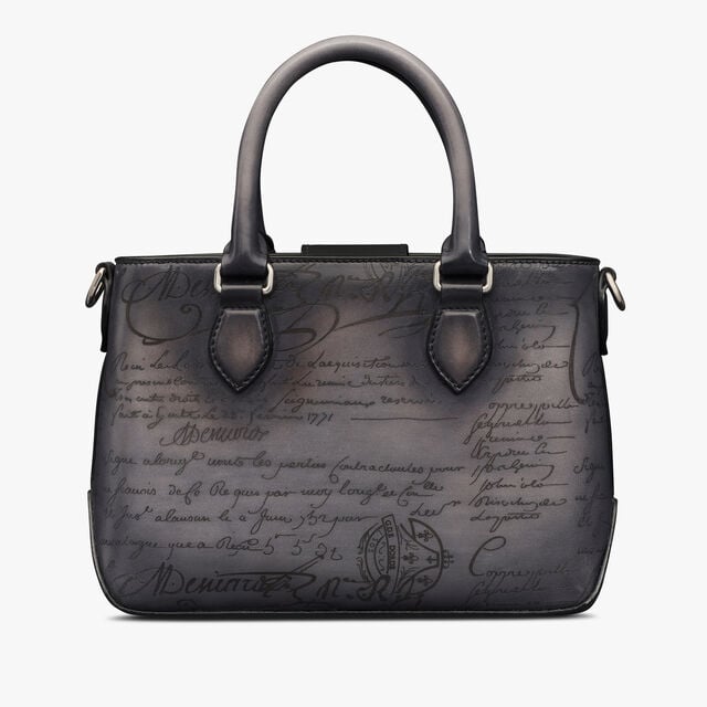 Sac Bandoulière Toujours Gulliver En Cuir Scritto, LIGHT ALUMINIO, hi-res 3