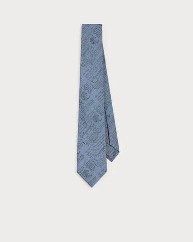 经典Scritto图纹领带, Nile Blue, hi-res