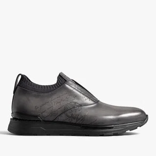 Fast Track Scritto Leather And Knit Slip-On Sneaker, GRAPHITE MOSS, hi-res
