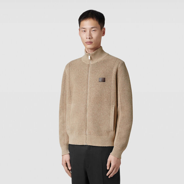 Wool & Cashmere Zip-up, FLUFFY BEIGE, hi-res 2