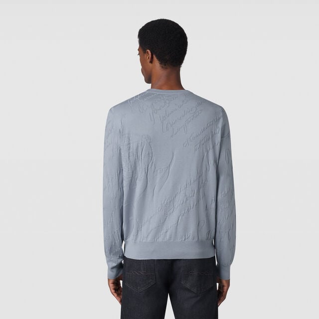 Diagonal Scritto Crewneck, TITANIUM BLUE, hi-res 3