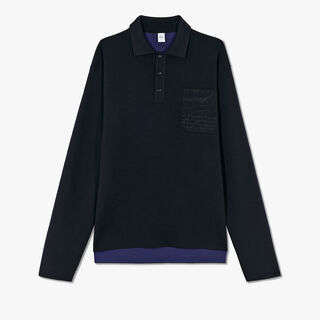 Double Face Polo Shirt With Scritto Pocket, COSMIC BLUE/VIBRANT BLUE, hi-res