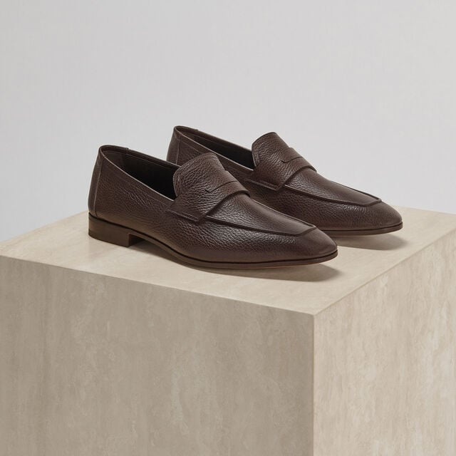 Lorenzo Goat Leather Loafer, MARRONE QUERCIA, hi-res 3