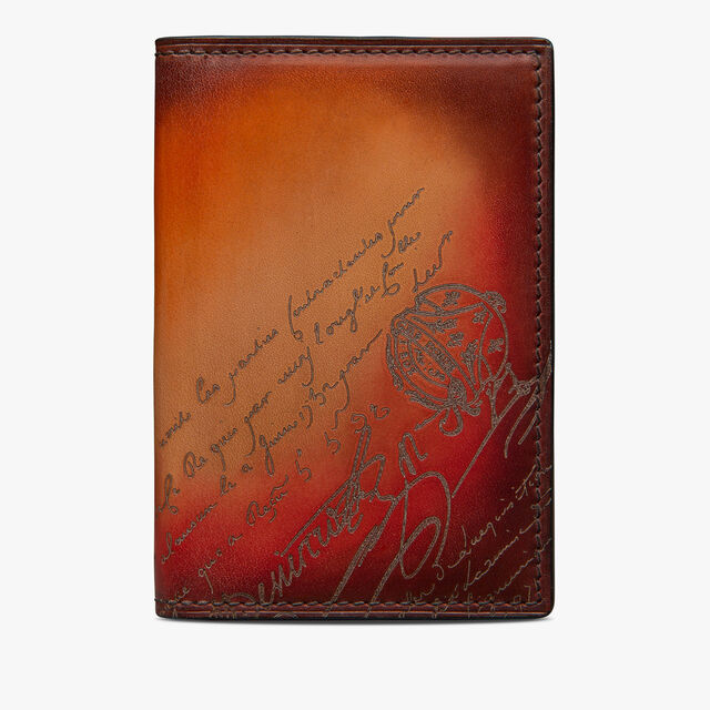 Jagua Scritto Leather Card Holder, RED SUNSET, hi-res 1