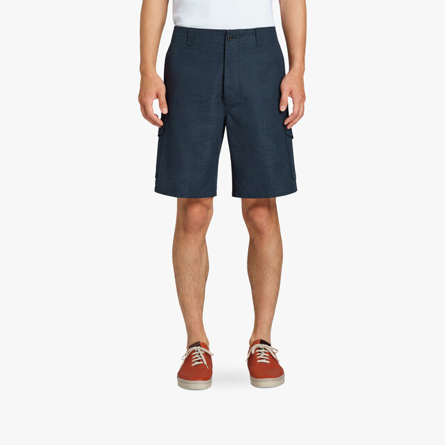 Cotton Scritto Cargo Shorts, ATLANTIC BLUE, hi-res 2