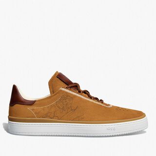 Playtime Suede Effect Scritto Fabric Sneaker, BROWN, hi-res